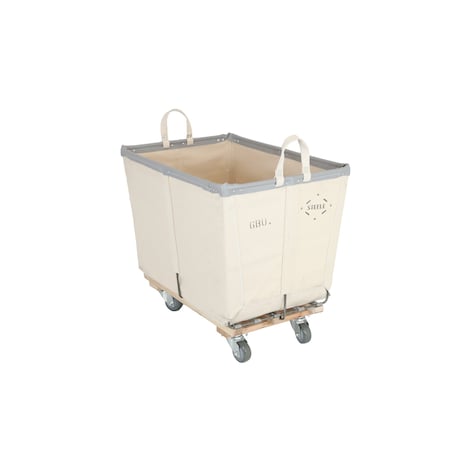 Steele Canvas Basket 6 BU Permanent Truck Natural Canvas w/Grey Vinyl - 5in Casters 926CNATVGRYW5